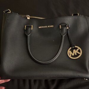 Michael Kors Black Satchel with Gold Accents